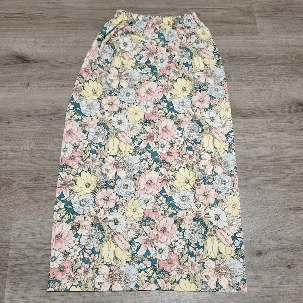 VINTAGE 90s Womens Floral Midi Length ALine Skirt Handmade Cottage Fairy sz S